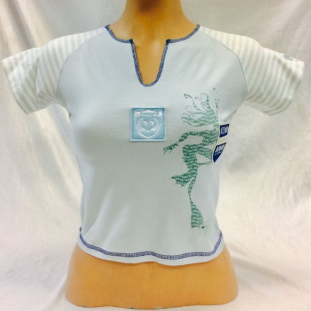 Women’s Azzure Denim Tee Shirt Sky | White | Turquoise NWT - Picture 2 of 6